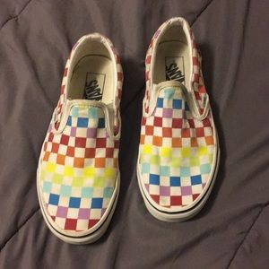 Vans multiple colors slide ons.